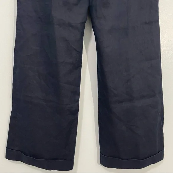 Chaps Navy Blue Linen Wide Leg Pants Size 14 - Picture 9 of 10